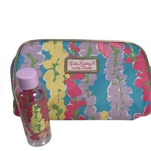 Lilly Pulitzer x Estee Lauder Blue, Pink Pattern Cosmetic Bag